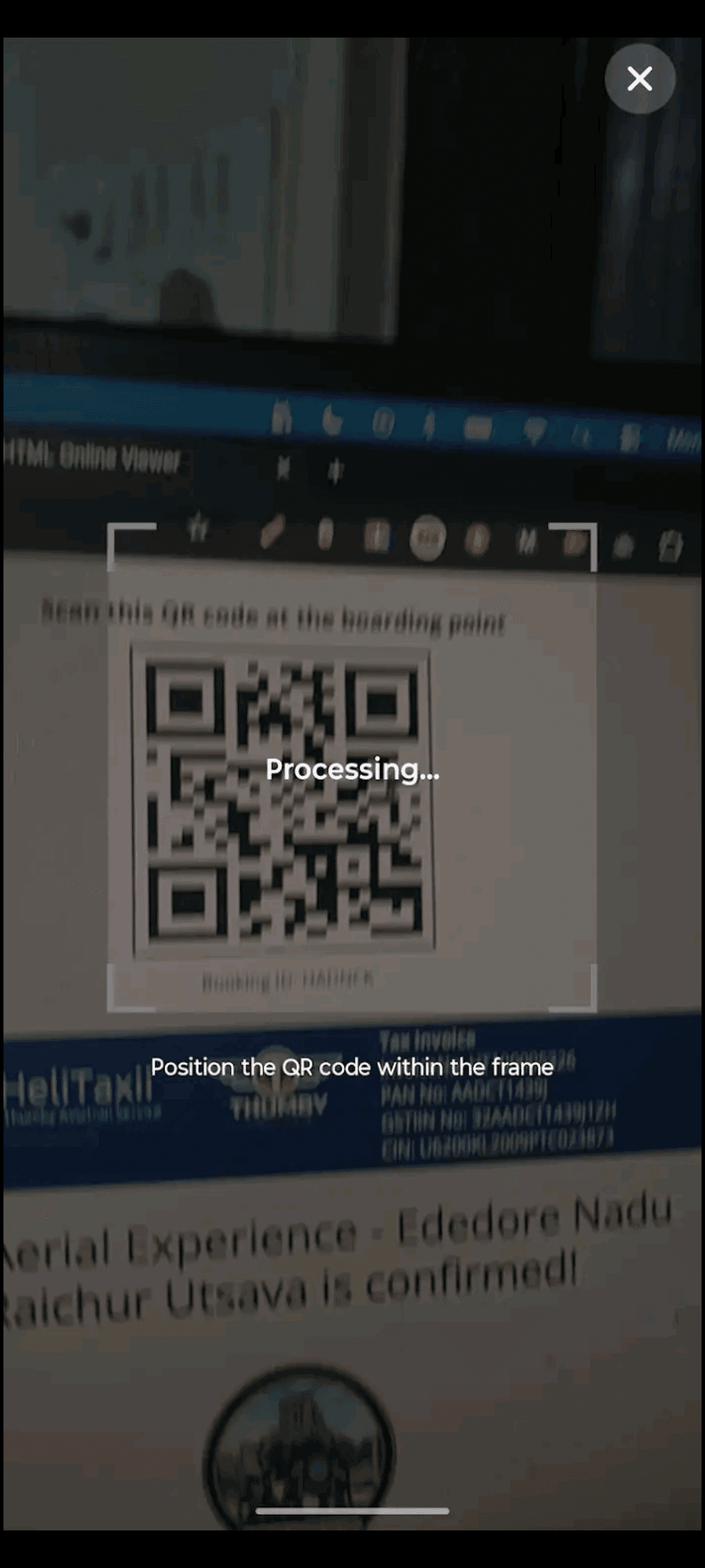 Ground Staff App — QR code scanning screen for passenger check-in