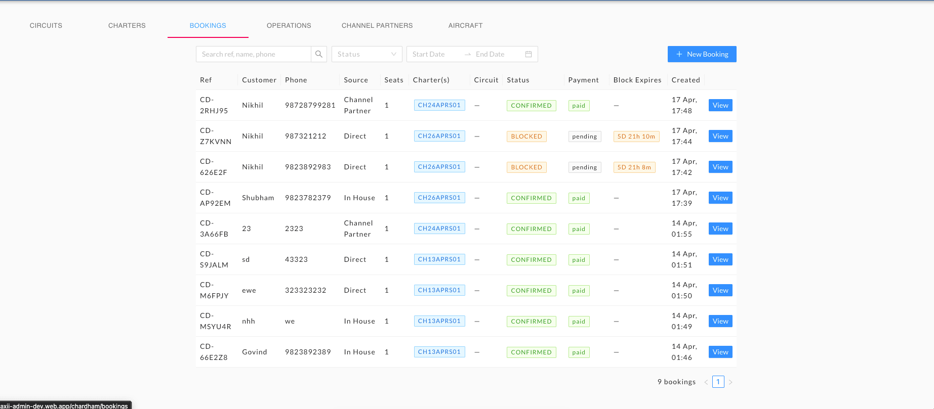 Helitaxii admin — charter bookings management